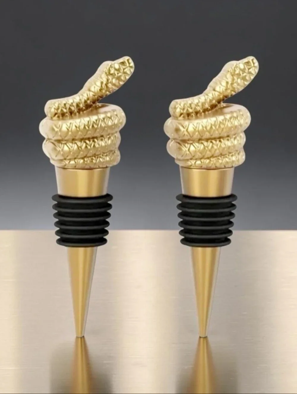 Threshold Brand Elegant Gold Snake Bottle Stoppers 2-Pc Set Halloween collection